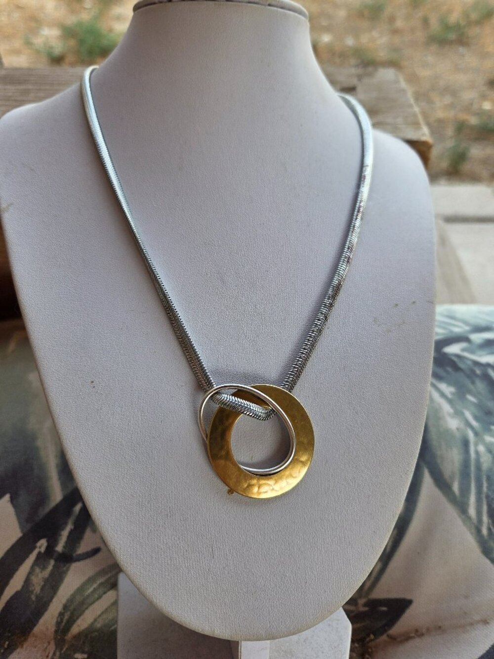 Modernist Disk Circle Slide Pendant Necklace